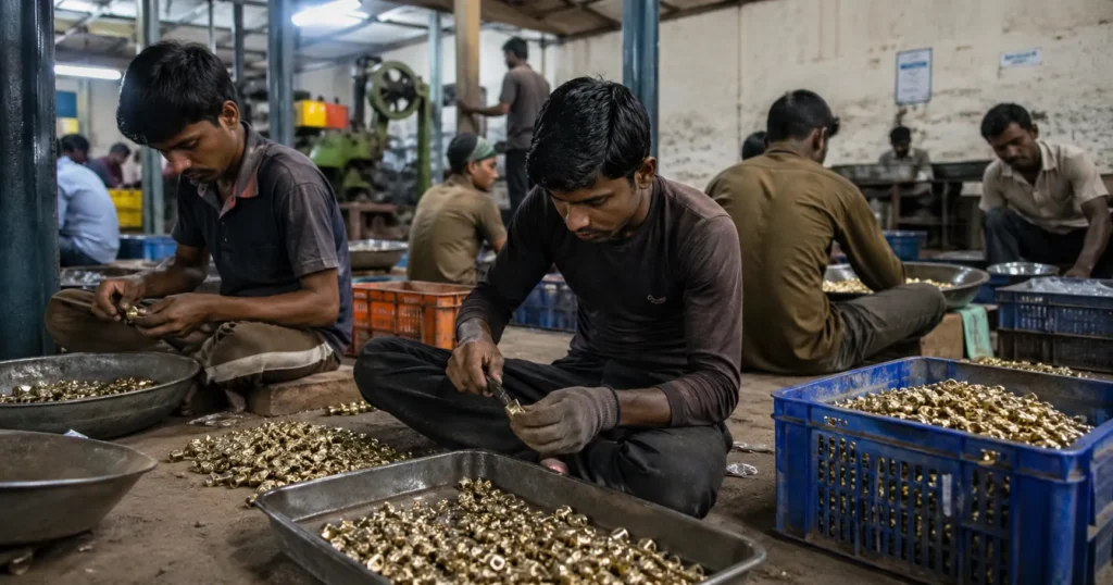 trabajo informal en India en el piso