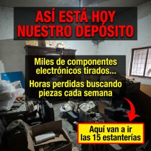 Depósito actual de componentes electrónicos de EPF antes de la instalación de las estanterías.