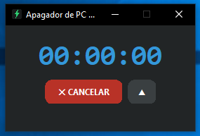 Modo compacto del Apagador de PC, con la cuenta regresiva y el botón para cancelar el apagado.